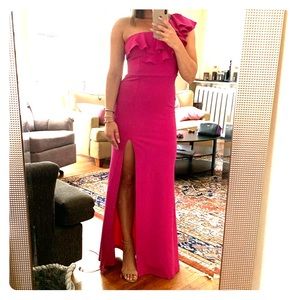 Hot pink one strapped dress